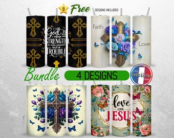 Christian Jesus Tumbler Wrap 20oz Bundle Religious Faith Tumbler PNG 20oz Cross Bible Tumbler Design 20oz | Sublimation Designs