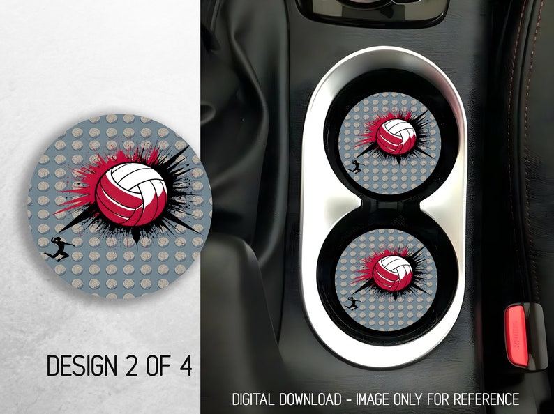 Volleyball Car Coaster PNG Bundle Game Day Coaster Png Sublimation