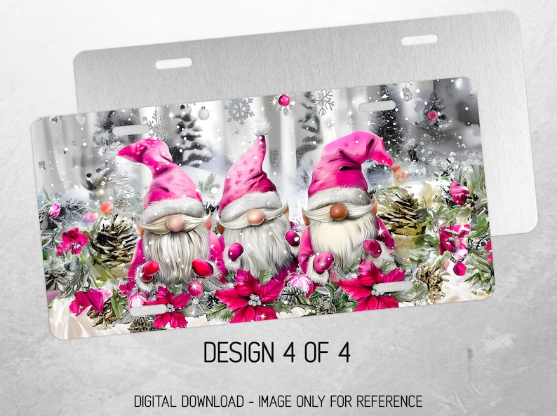 Christmas Gnomes License Plate PNG Bundle Cute Gnomes License Plate