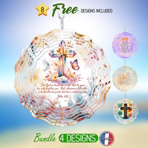 Bible Verse Wind Spinner PNG Designs Christian Faith Windspinner Sublimation John 3:16 Religious God Wind Spinner PNG