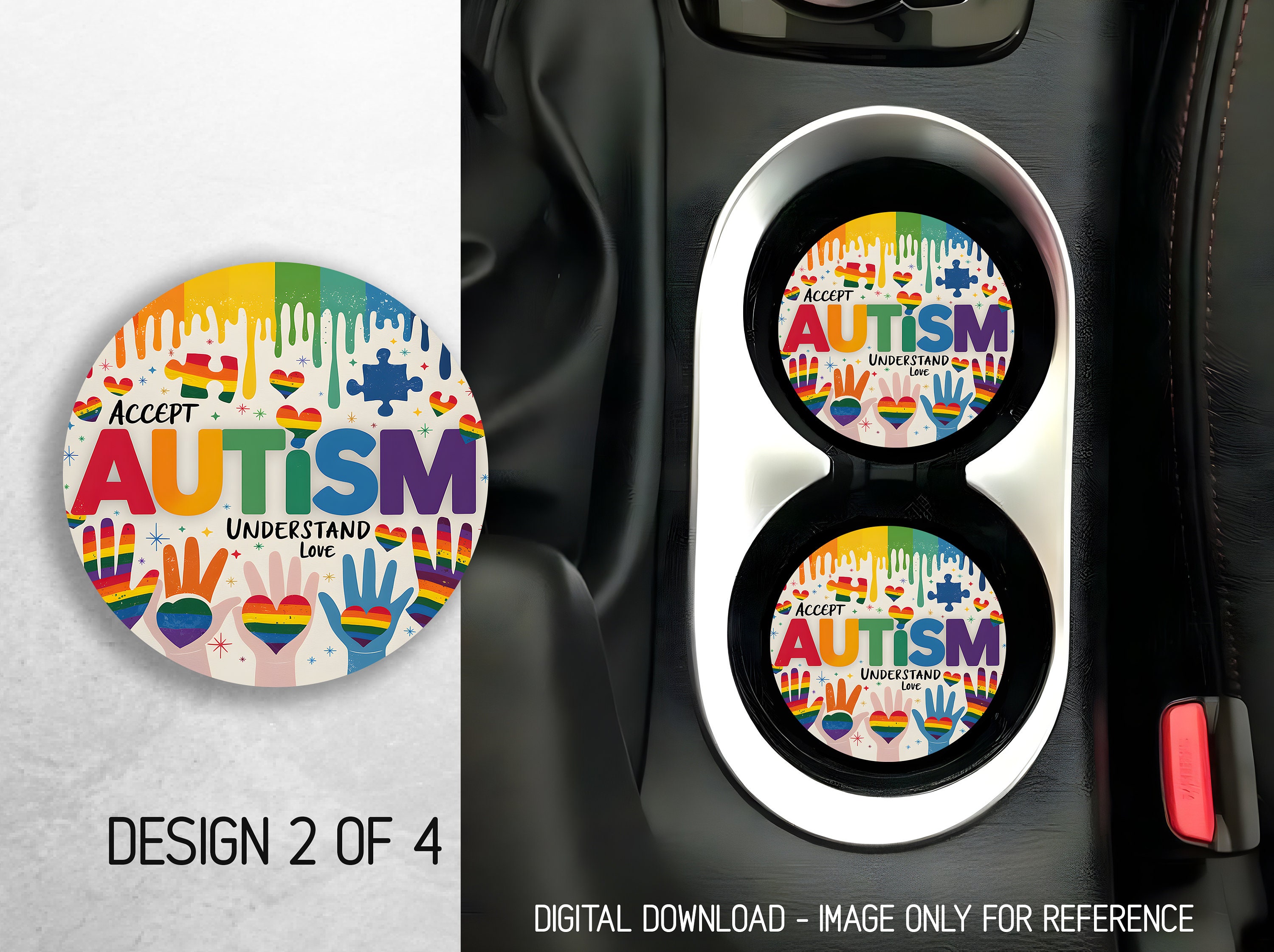 Autism Car Coaster PNG Bundle Autism Awareness Coaster Png Sublimation ...