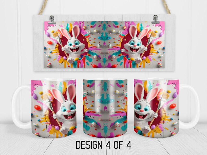 3D Easter Bunny Mug Wrap PNG Colorful Easter Egg 11oz and 15oz Mug ...