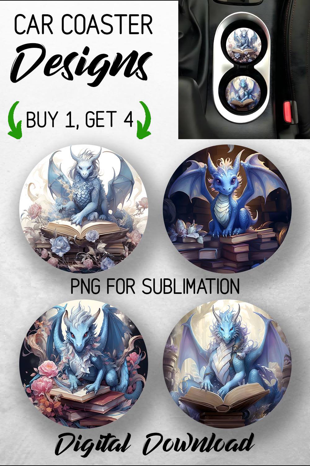 Book Dragon Car Coaster PNG Bundle Reading Book Lover Car Coaster ...