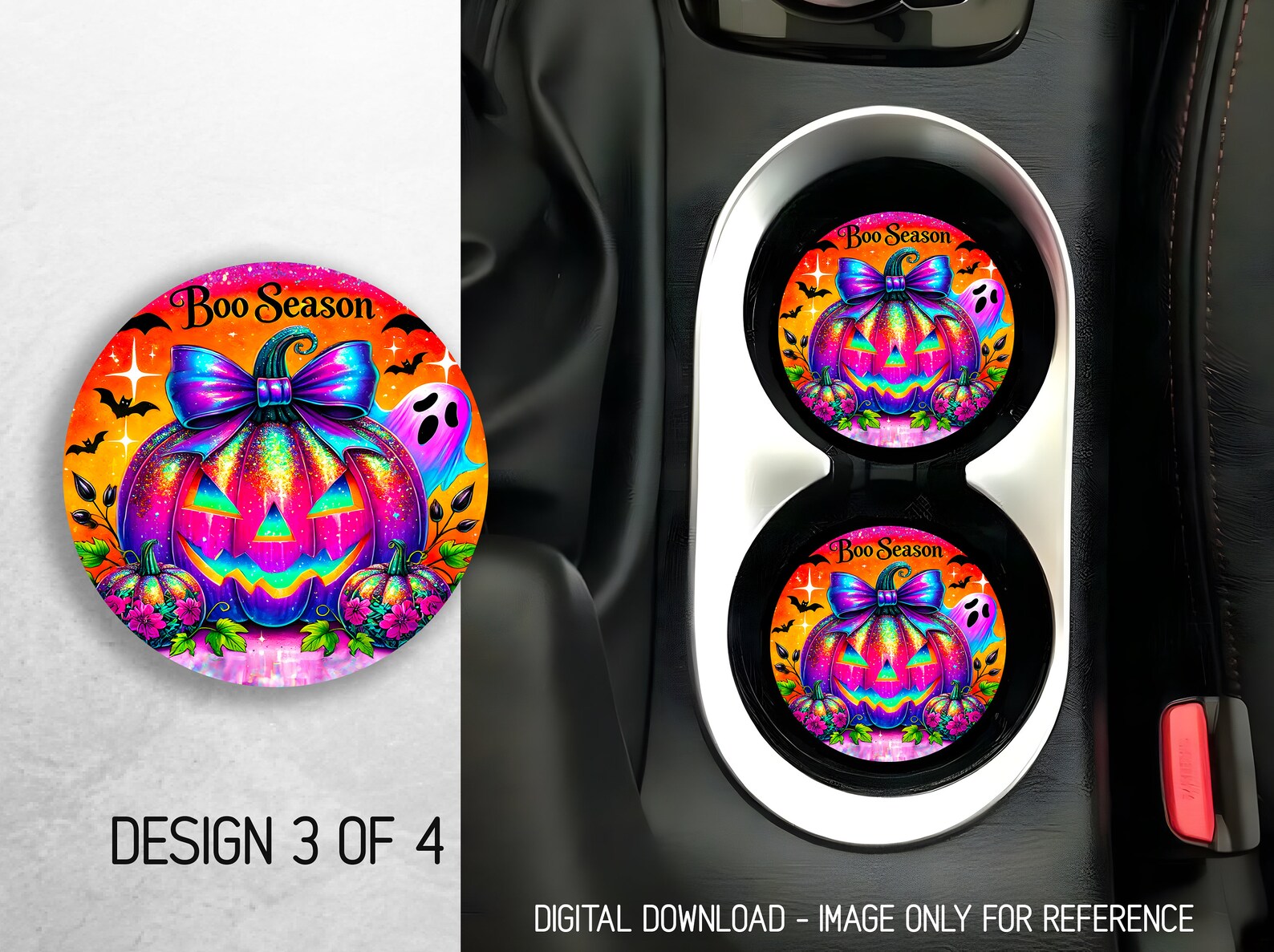Boo Season Mod Boo Season Car Coaster PNG Bundle Pink Halloween Coaster Png ...