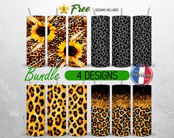 Naadloze luipaardprint beker wrap bundel Cheetah print 20oz beker PNG dierenprint beker ontwerp 20oz magere beker sublimatie, PNG
