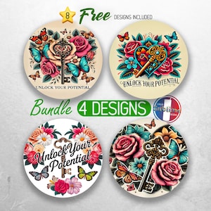 Positive Affirmation Car Coaster PNG Bundle Inspirational Coaster Png Sublimation Motivational Round Coasters PNG Floral Butterfly Coasters
