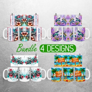 Sea Turtle Mug Wrap PNG Summer Beach 11oz and 15oz Mug Sublimation Design Vacations Add Name Mug Wrap Designs Full Mug Wrap Bundle Cup PNG