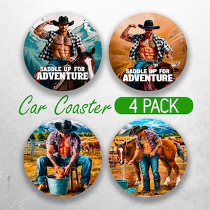 Western Car Coaster PNG Country Cowboy Car Coaster Sublimation Designs Cowgirl Women Car Coaster Designs Car Coasters Bundle