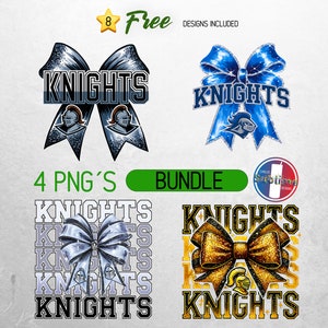 Knights School Team Maskottchen Bogen Shirt PNG, Silber und Schwarz Team Fußball, Jubeln, Schulgeist, Spieltag, Sport Mom Shirt Sublimationsentwurf