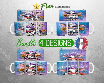 Highland Kuh Tasse Wrap Bundle Positive Affirmation Tasse PNG Design Selbstliebe Tasse Wrap | 11 Unzen und 15 Unzen Becher Sublimation