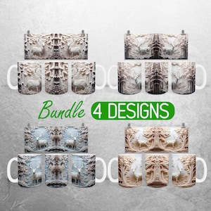 3D Deer 11oz and 15oz Mug Sublimation Design Hunting Deer Mug Wrap PNG Engraved Rustic Buck Mug Wrap Designs Full Mug Wrap Bundle Cup PNG