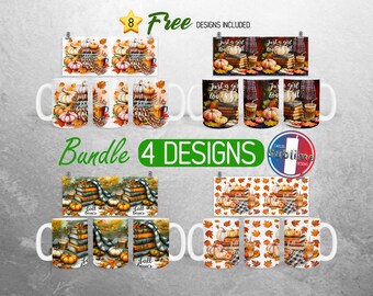 Just a Girl Who Loves Fall Mug Wrap PNG Bundle Pumpkin Autumn Vibes 11oz and 15oz Mug Sublimation Design Fall Vibes Full Mug Wrap Designs