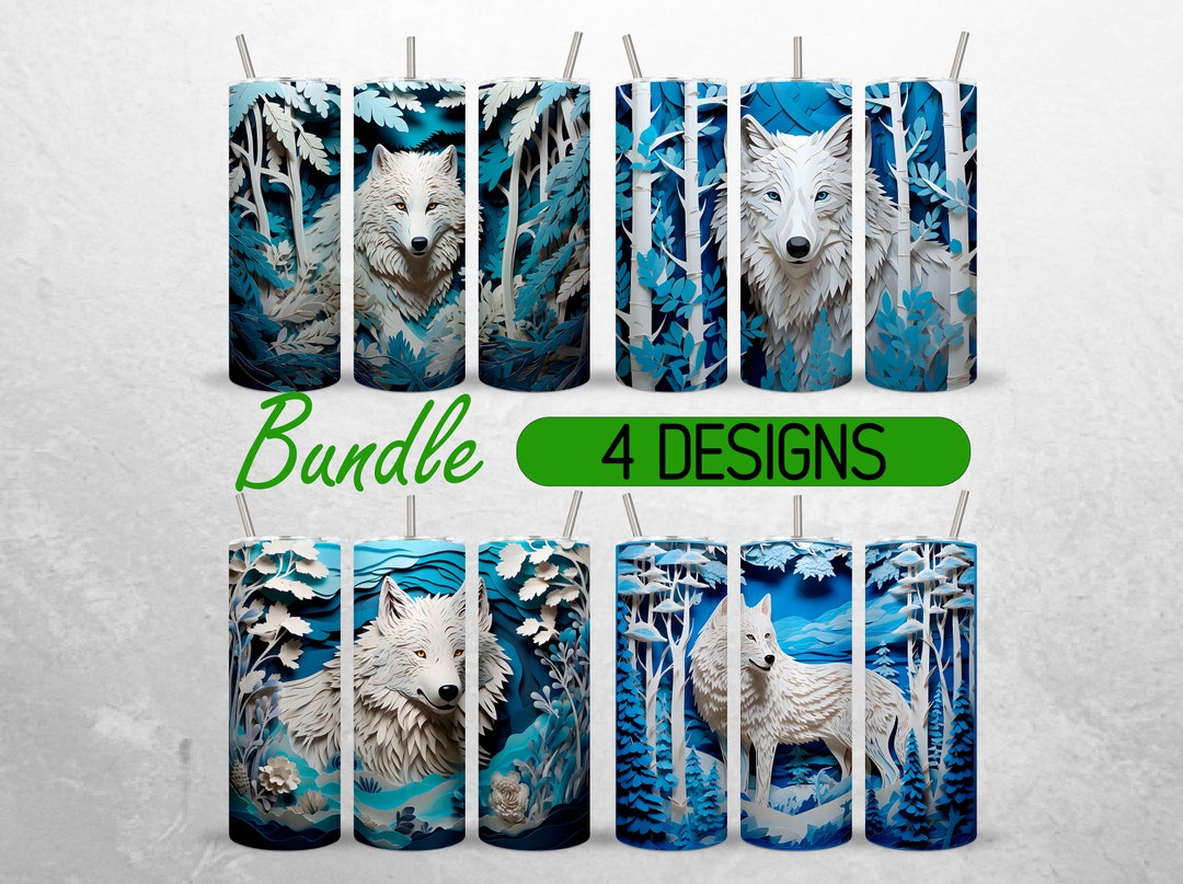 3D Arctic Wolf 20 Oz Skinny Tumbler, Sublimation Design, Digital ...