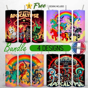 Villains Ponies Tumbler Wrap 20oz Bundle Pony My Little Apocalypse Tumbler PNG Vintage Kids Cartoons 20oz Seamless Sublimation Design