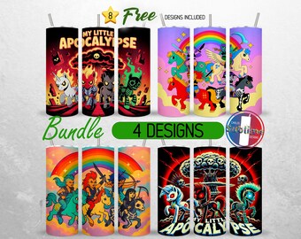 Villains Ponies Tumbler Wrap 20oz Bundle Pony My Little Apocalypse Tumbler PNG Vintage Kids Cartoons 20oz Seamless Sublimation Design