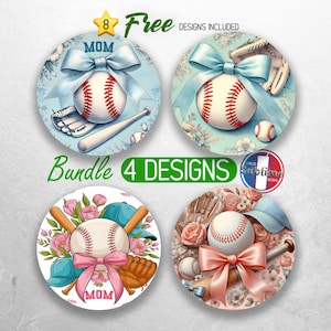 Baseball Coquette Car Coaster PNG Bundle Baseball Mom Car Coaster Sublimation Designs Sports Mom Coquette Bow Car Coaster Designs