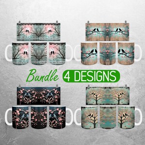 Emballage pour tasse Saint-Valentin PNG Love Birds Tasse de 11 oz et 15 oz Sublimation Design Couple Motifs d'emballage de tasse pour la Saint-Valentin Ensemble de emballages de tasse pour la Saint-Valentin PNG