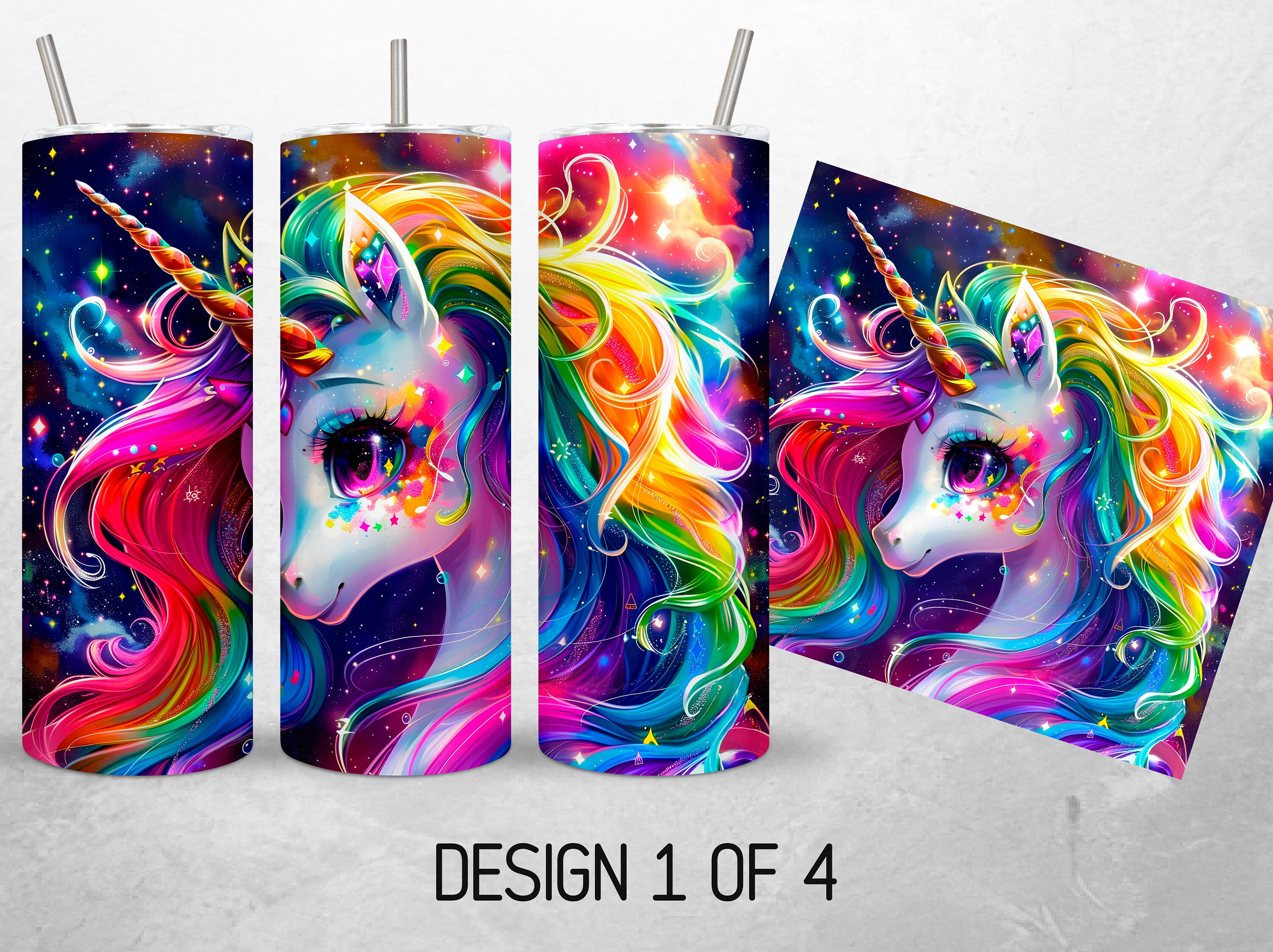 Seamless Unicorn Tumbler Wrap Bundle Colorful Rainbow Unicorn Tumbler ...