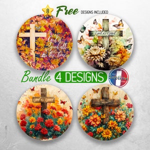 God is Good all the time Car Coaster PNG Bundle Faith Christian Coaster Png Sublimation Bible Jesus Round Coasters PNG Designs Sublimation