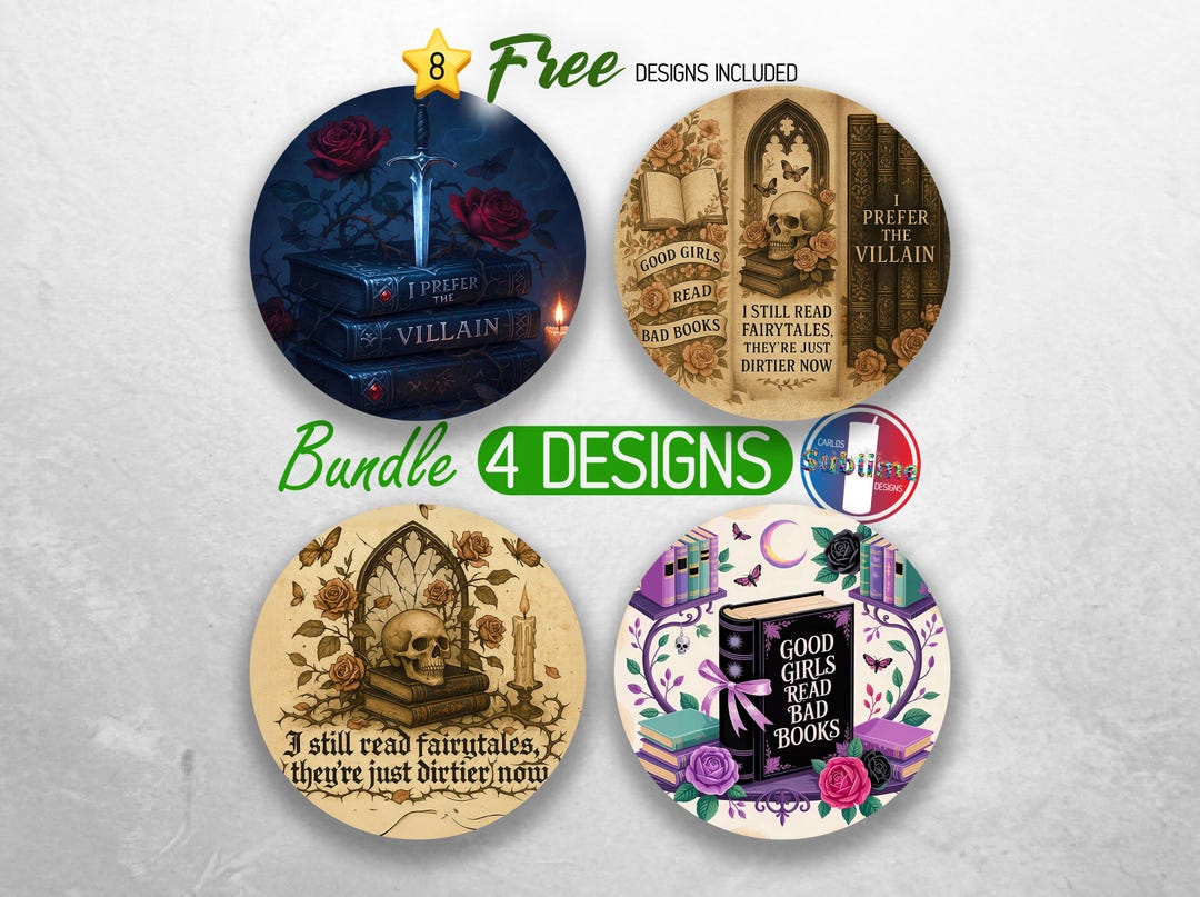Bookish Book Lover Car Coaster PNG Bundle Reading Reader Coaster ...