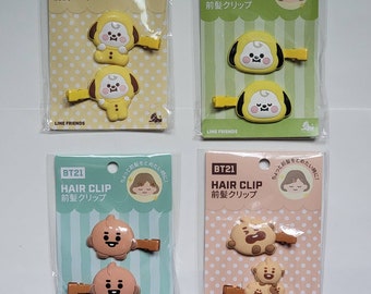 BT 21 Hair Clips - Handmade Clay Charms on Colorful Barrettes