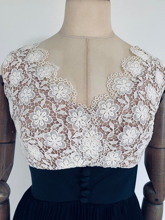 Original 1960's Guipure Lace and Chiffon Cocktail… - image 1
