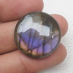 Rare ~ Labradorite Cabochon, Rare Multi Purple Flashy Round Shape Loose Labradorite Gemstone Cabochon, Best For Wire Wrap Jewelry