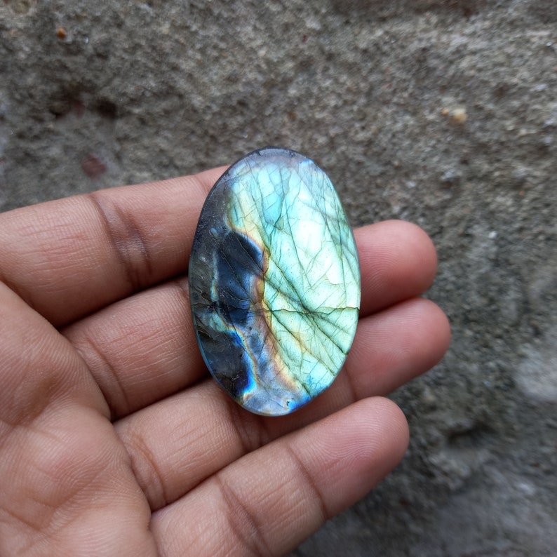 Natural Labradorite cabochon Oval gemstone 88 Ct Labradorite Oval Cabochon Gemstone #AGS742. 47X29X6 MM Labradorite Cabochon Oval
