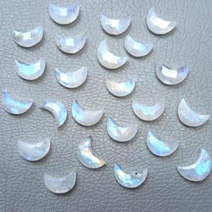 Faceted Rainbow Moonstone Crescent Moons: Jewelry Briolettes (12-15 MM)