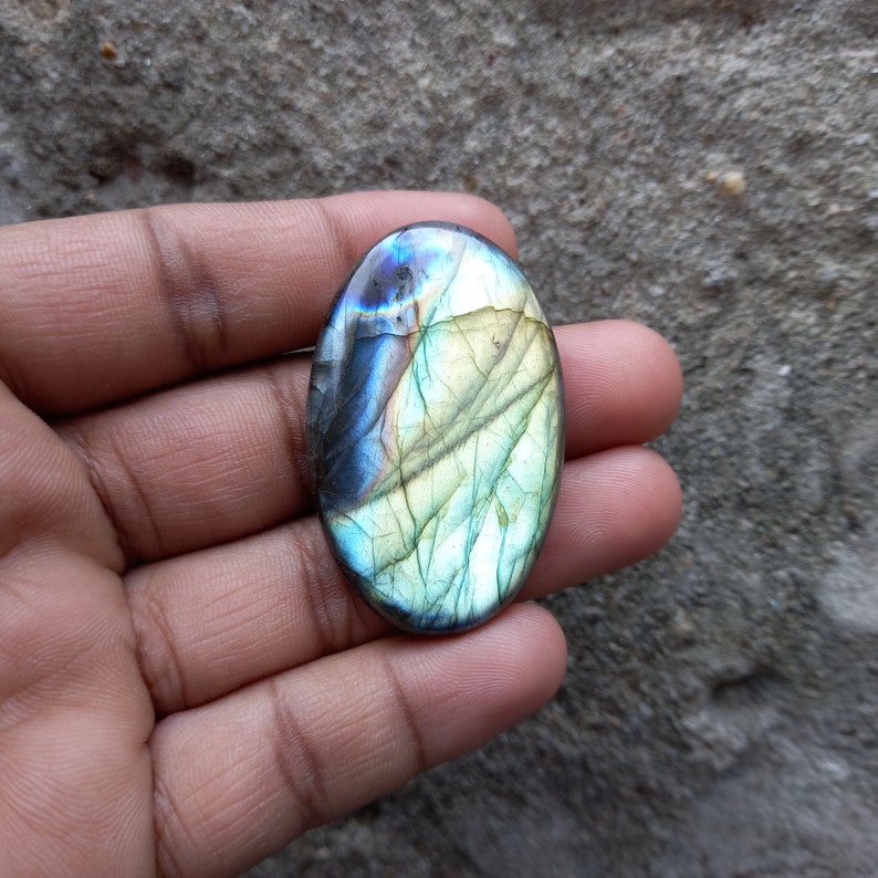 Natural Labradorite cabochon Oval gemstone 88 Ct Labradorite Oval Cabochon Gemstone #AGS742. 47X29X6 MM Labradorite Cabochon Oval