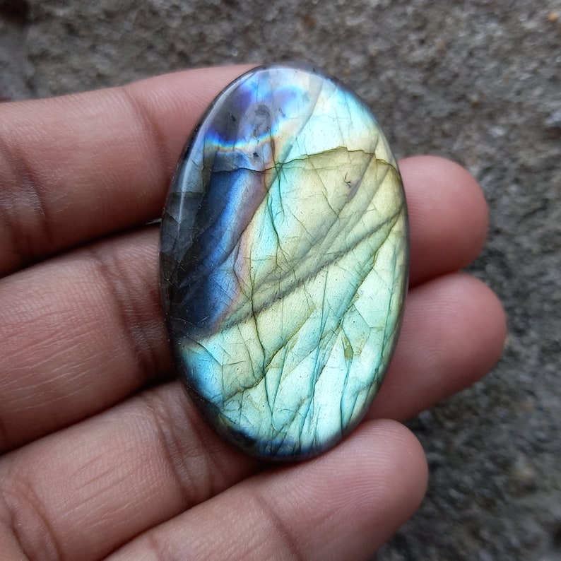 Natural Labradorite cabochon Oval gemstone 88 Ct Labradorite Oval Cabochon Gemstone #AGS742. 47X29X6 MM Labradorite Cabochon Oval