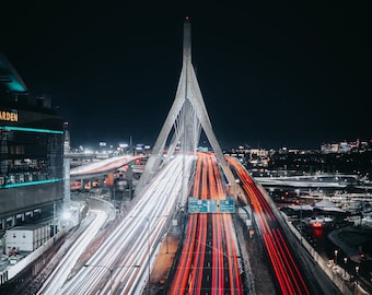 PHOTO | Zakim Bridge at Night| Paper, Canvas & Foam Board Prints | Always FREE Photo Shipping!