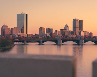 PHOTO | Boston Skyline at Sunset | Paper, Canvas & Foam Board Prints | Always FREE Photo Shipping!