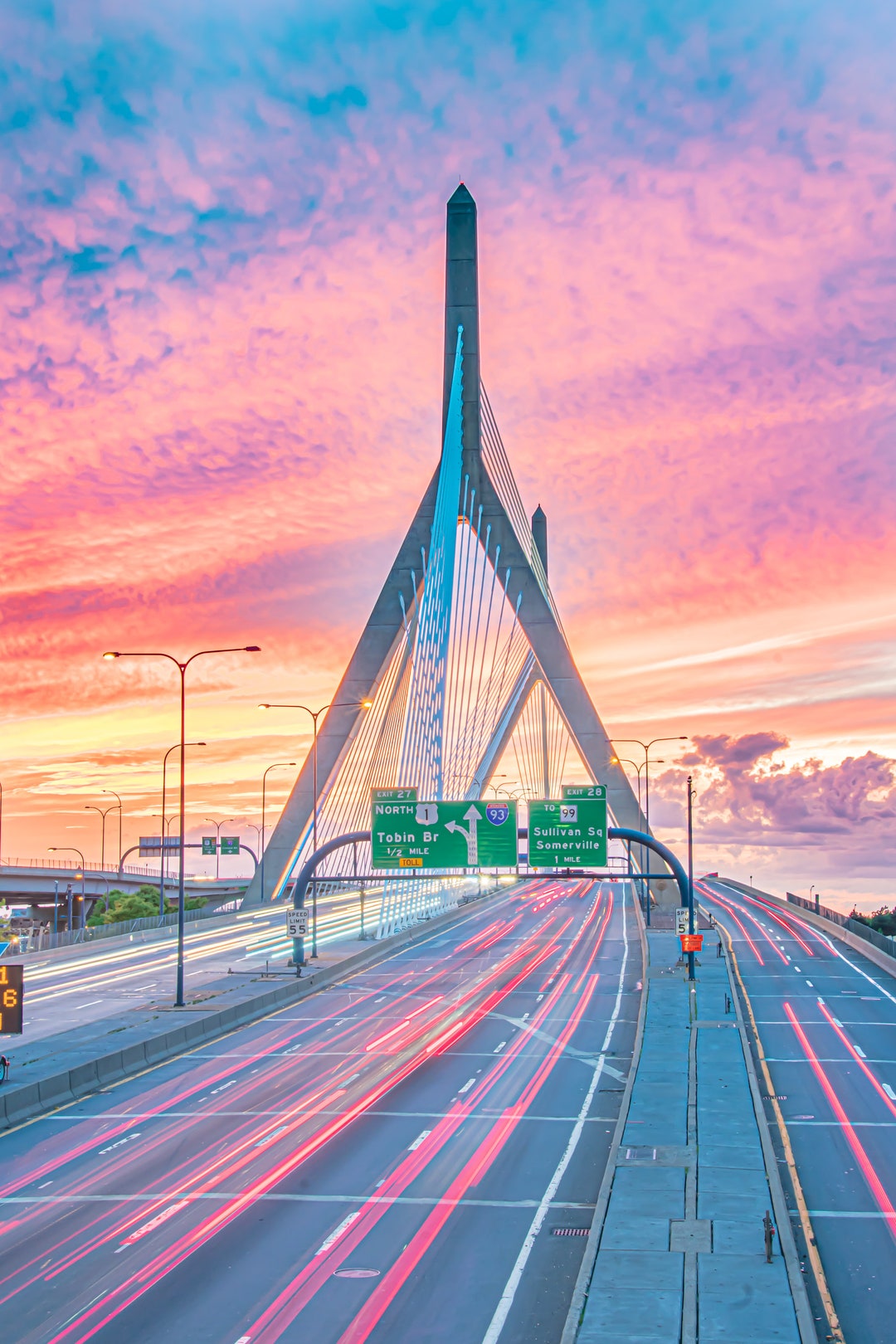 PHOTO | A Magnificent Sunset View Over the Zakim Bridge in Boston | Paper,  Canvas & Foam Board Prints | Always FREE Photo Shipping! - Etsy