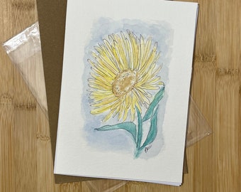 Sunflower (01) Watercolor Print; Blank Card