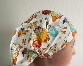 Dog Surgical Scrub cap with buttons Puppy scrub cap Veterinary scrub cap Ear saver Nurse Cap Scrub cap for woman