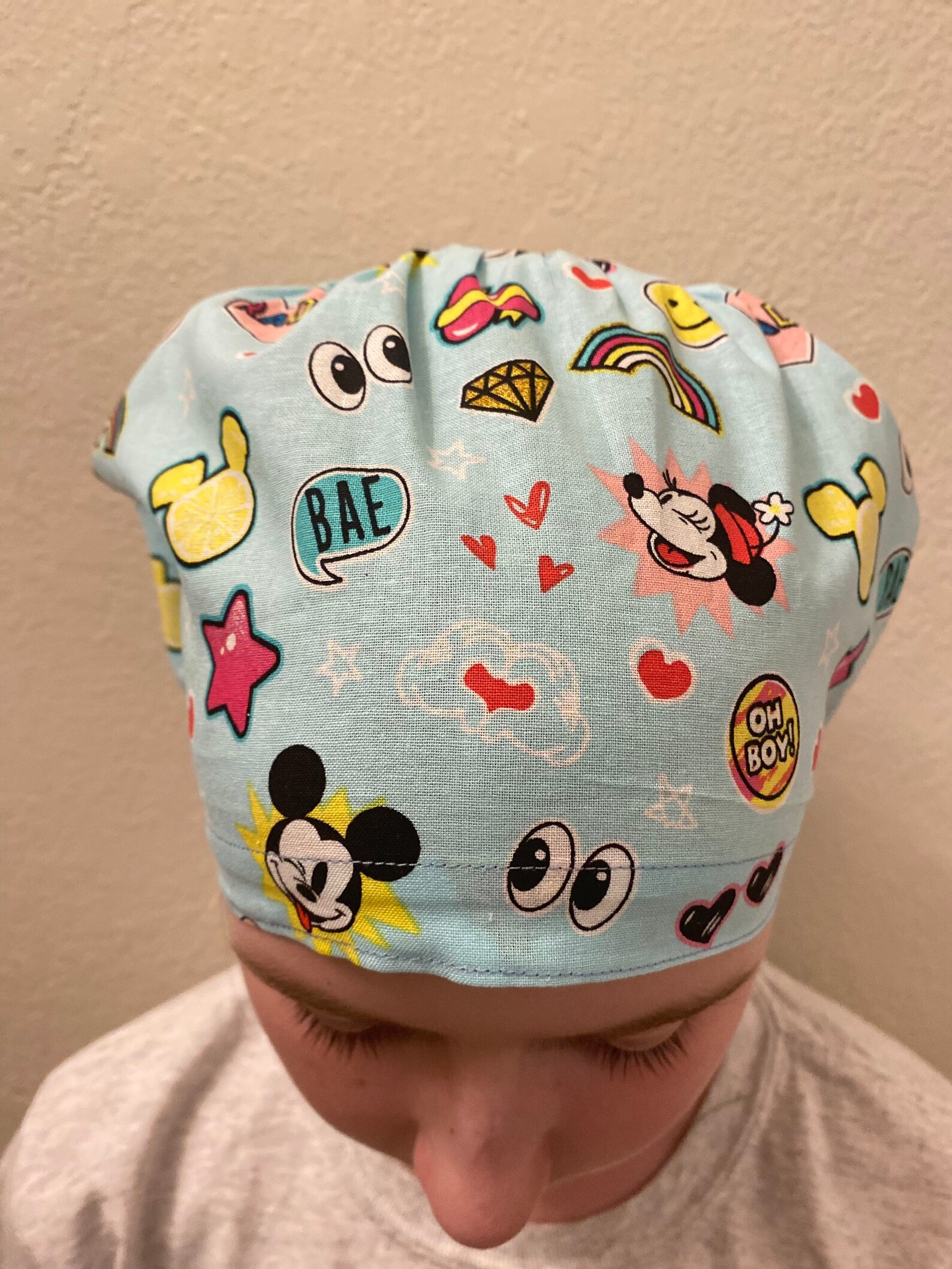 Mickey Mouse Emoji Scrub Cap Euro Scrub Cap surgical scrub Etsy