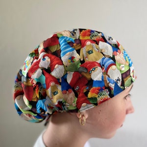 Traveling Gnomes Scrub Cap, Euro Scrub Cap, surgical scrub hats, scrub hat, scrub caps for women, surgeon scrub caps