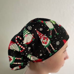 Holiday Gnomes Scrub Cap, Euro Scrub Cap, surgical scrub hats, scrub hat, scrub caps for women, surgeon scrub caps