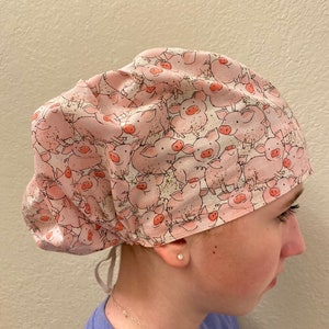 Little Piggies Scrub Cap: Cotton Euro Style Surgical Hat