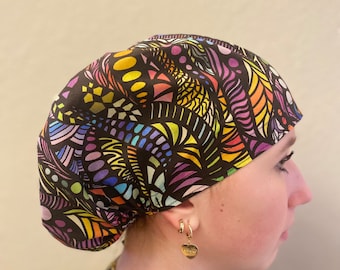 Stained Glass Scrub Cap, Euro Scrub Cap, surgical scrub hats, scrub hat, scrub caps for women, surgeon scrub caps
