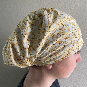 Popcorn Print Scrub Cap: Cotton Euro Style Surgical Hat