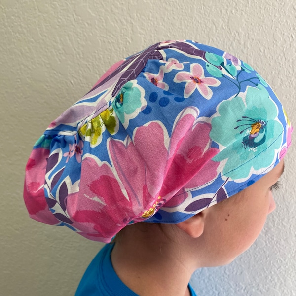 Fun Floral Scrub cap, Euro Scrub Cap, surgical scrub hats, scrub hat, scrub caps for women, surgeon scrub caps