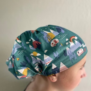 Happy Camping Scrub Cap, Euro Scrub Cap, surgical scrub hats, scrub hat, scrub caps for women, surgeon scrub caps