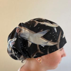 Sharks Scrub Cap: 100% Cotton Euro Surgical Hat