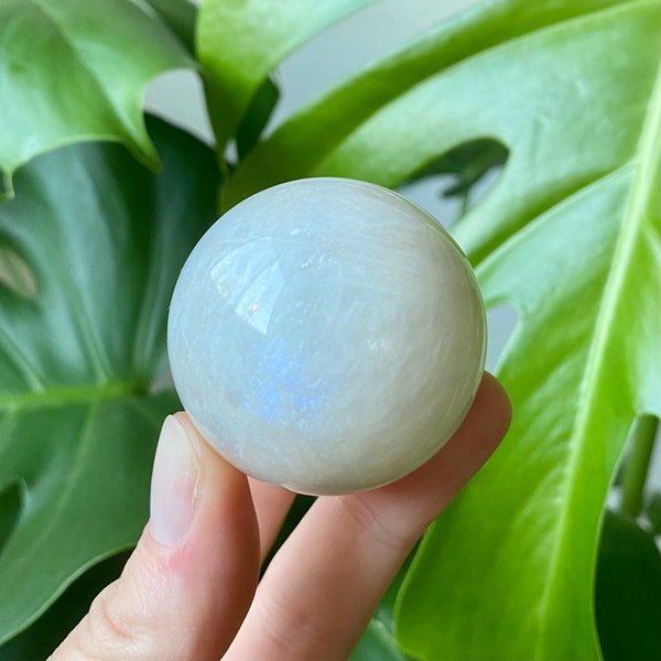 White Moonstone Sphere | Beautiful Flashy Sphere | Crystal for Emotional Balance