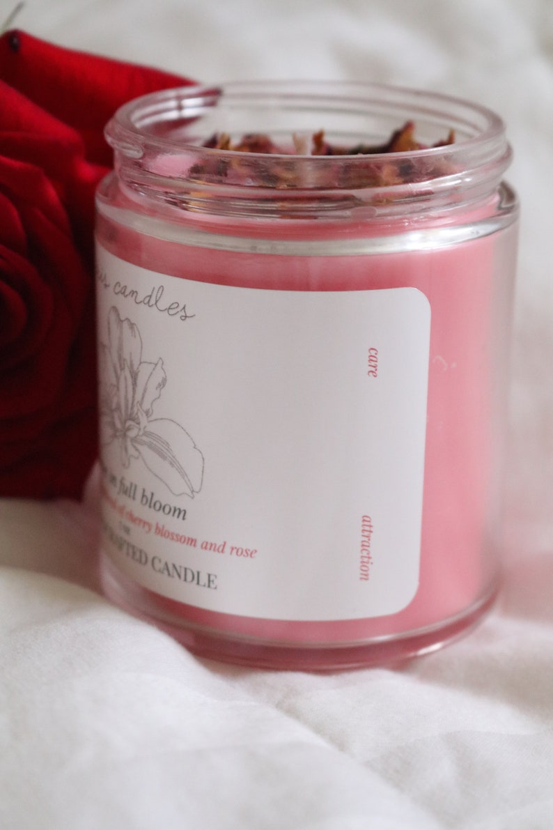 100/% All Natural Iris Candles Love in Full Bloom Love Manifestation Candle with Cherry Blossom and Rose Scent