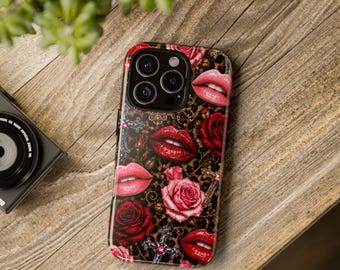 Gothic Red Lips and Roses phone case | Tough Case, Cheetah Print
