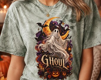 Halloween Ghoul Shirt, Comfort Colors 1745 Color Blast Tee, Spooky Season Gothic Ghost Graphic T-Shirt