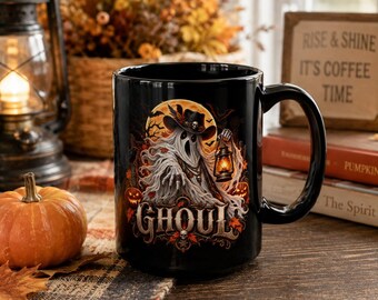 Ghoul Lantern Ghost Mug | Halloween Black Coffee Cup